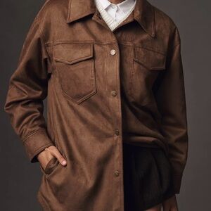 Anthropologie The Tillie Relaxed Faux-Suede Shacket by Pilcro size XL NWT